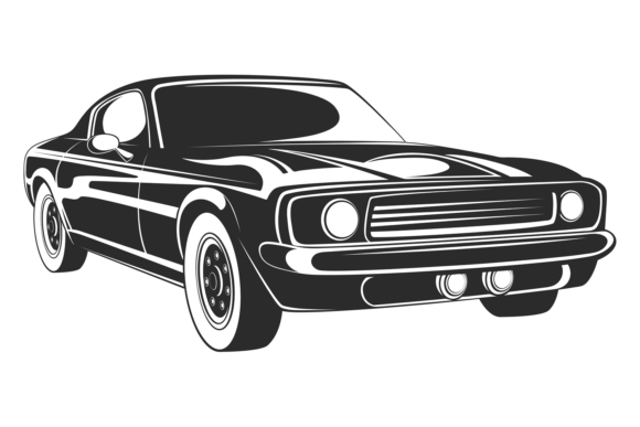 Download Muscle Car Icon. Black Vintage Auto Vehi - Car Collection