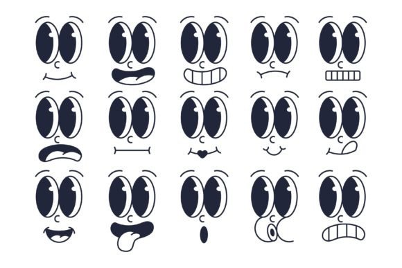 Download Retro Cartoon Facial Expressions Set - Car Collection