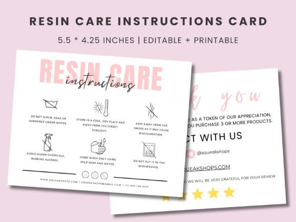 Download Resin Care Instructions Card Template - Car Collection
