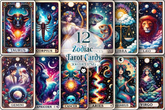 Download Zodiac Sign Tarot Cards Sublimation - Car Collection
